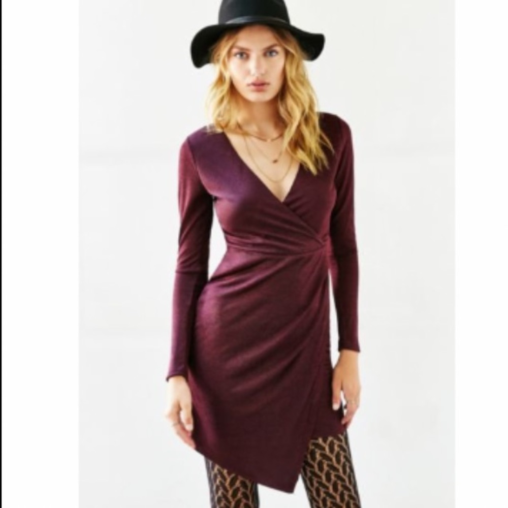 UO silence + noise pink burgundy dress NWT